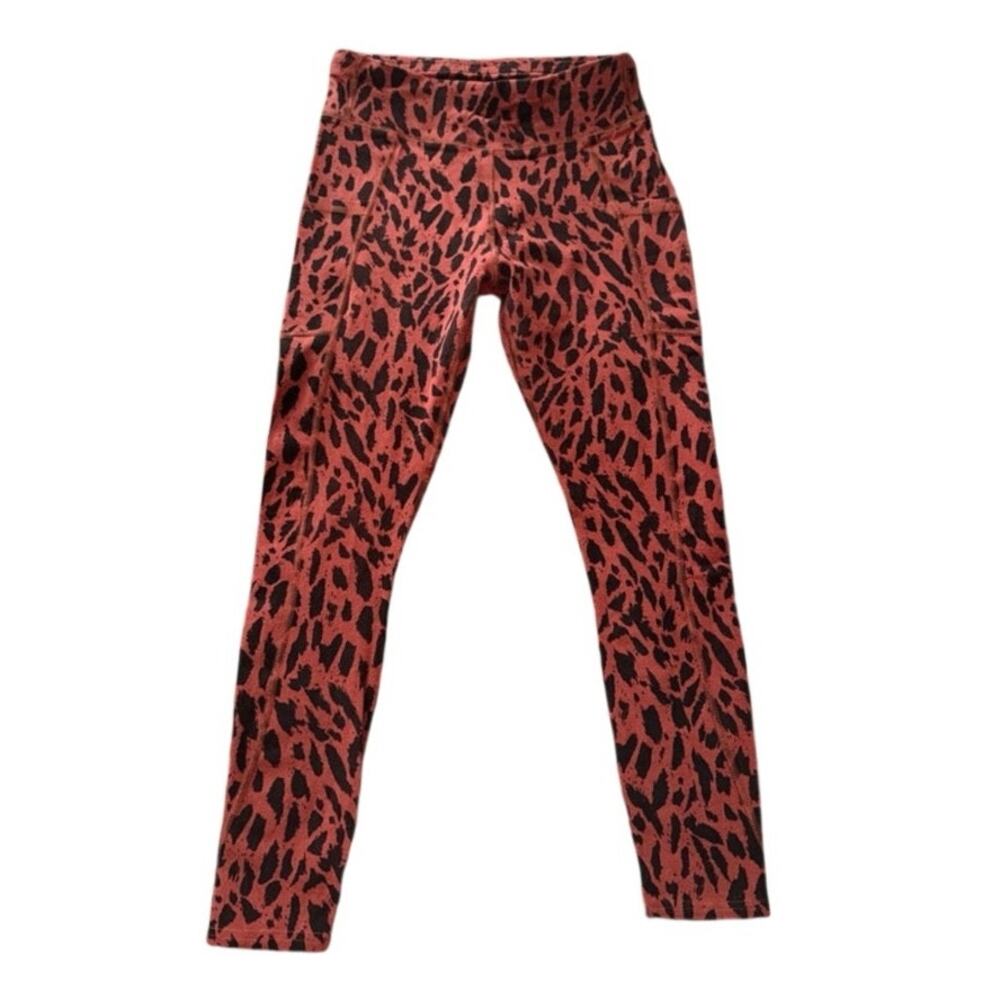 Pact Organic Leggings Womens Size Small Leopard Cheetah Pocket Active wear Gym